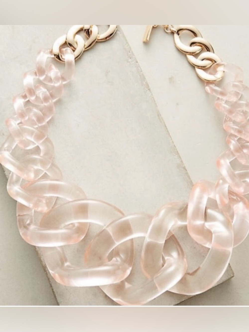Anthropologie Light Pink & Clear Lucite Necklace